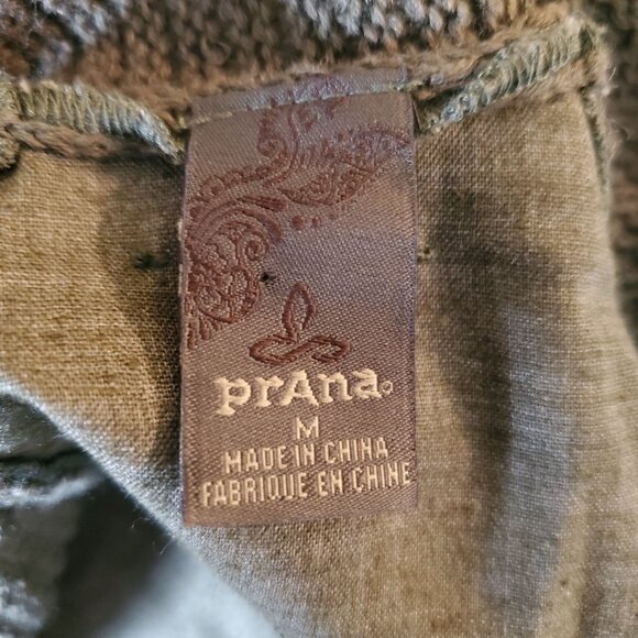 Prana Olive Green Open Front Diamond Cardigan Sweater Med Hemp/Organic Cotton - Picture 12 of 14